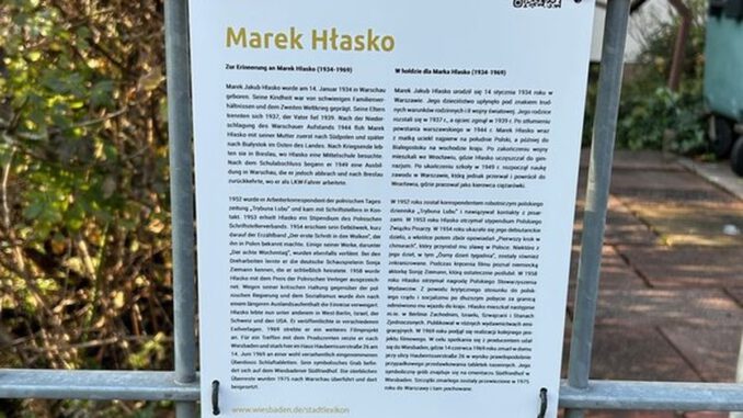 Wiesbaden bringt Gedenktafel für Marek Hłasko an seinem Todeshaus an